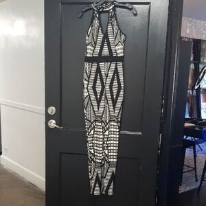 GLARE Black and White Patterned Jumpsuit